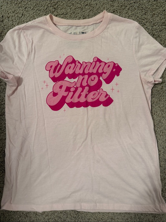 Special Editions Tops - Warning No Filter Pink Graphic Tee